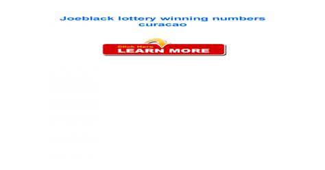 joeblack lottery winning numbers curacao|Curaçao Lottery .